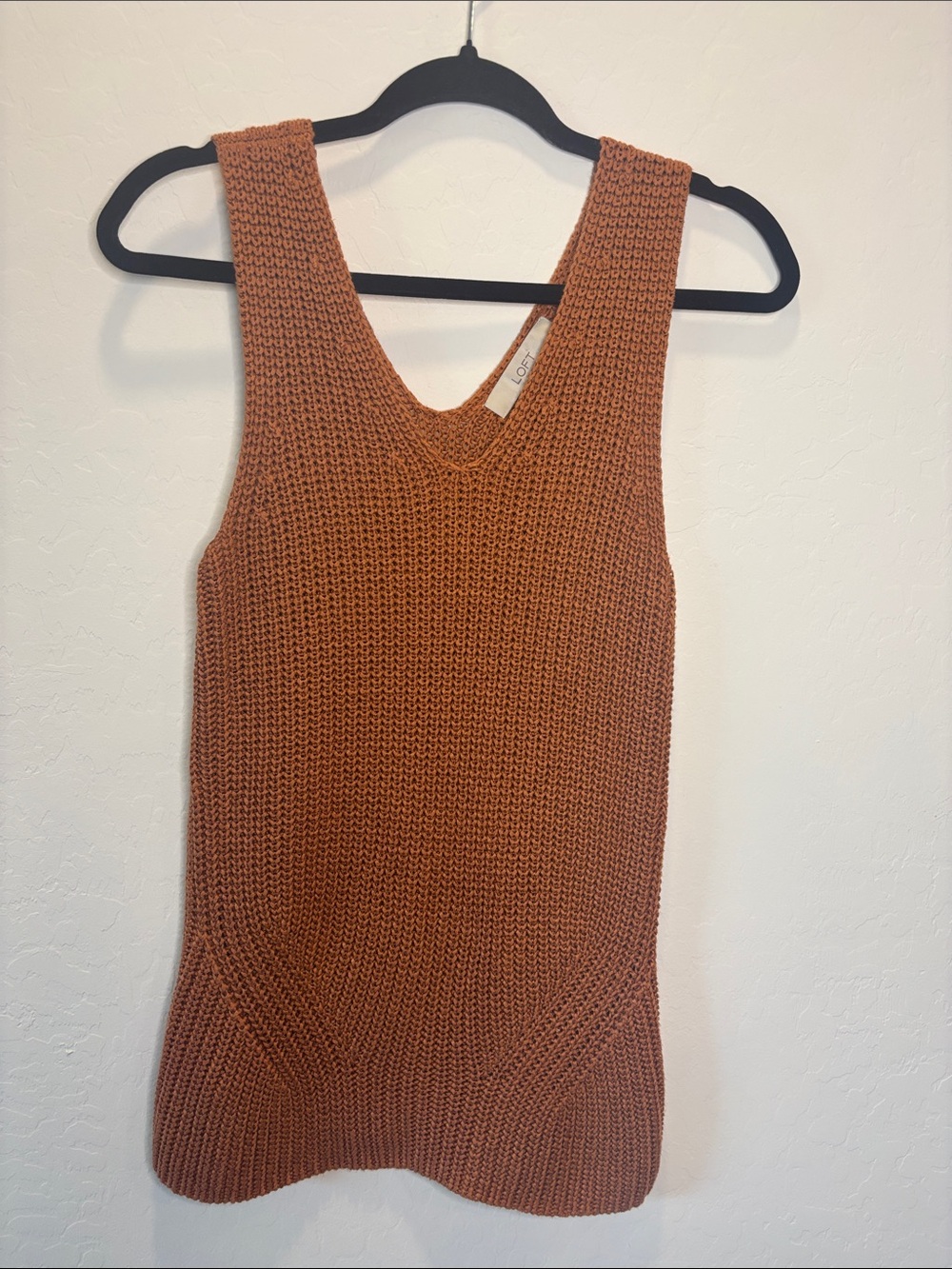 LOFT Rust Knit V-Neck Tank Top